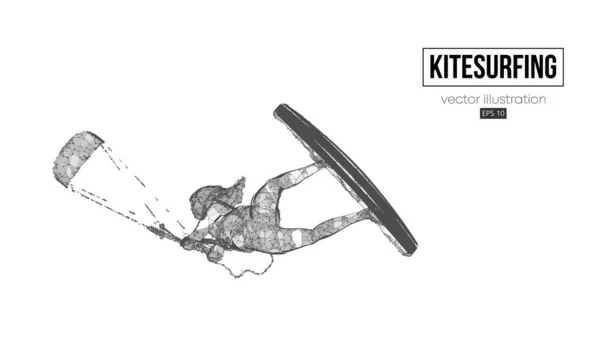 Kiteboarding, hidrofoil. Silhueta de um kitesurfer. Competição Freeride. Ilustração vetorial. Obrigado por ver. — Vetor de Stock