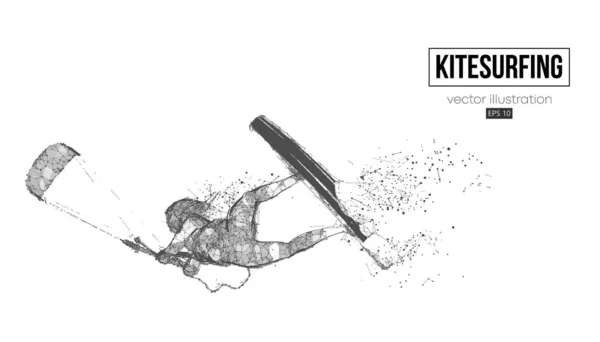 Kiteboarding, hidrofoil. Silhueta de um kitesurfer. Competição Freeride. Ilustração vetorial. Obrigado por ver. — Vetor de Stock