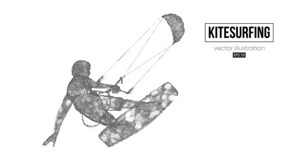 Kiteboarding, hidrofoil. Silhueta de um kitesurfer. Competição Freeride. Ilustração vetorial. Obrigado por ver. — Vetor de Stock