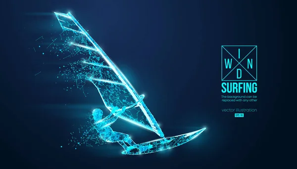 Windsurf Silhueta Wireframe Windsurfista Competição Freeride Ilustração Vetorial Obrigado Por — Vetor de Stock