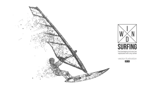 Windsurfing Wireframe Silhouette Windsurfer Freeride Competition Vector Illustration Thanks Watching — 图库矢量图片#