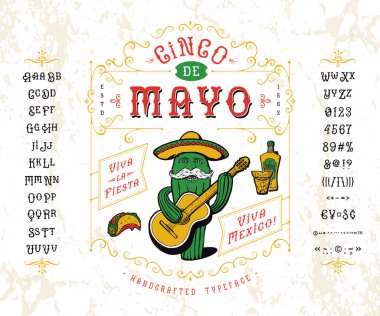 Yazı tipi Cinco de Mayo. Eski tip yazı karakterini çalıştır