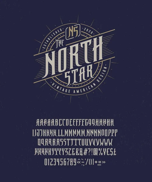 Шрифт Північна зірка. Виготовлення ретро вінтажного шрифту — стоковий вектор