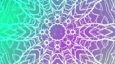 Soyut Twirls Kaleydoskop A, soyut geometrik animasyon, canlı bir gradyan arkaplan ve kaleydoskopik beyaz çizgiler, borsa telif hakkı olmayan video..