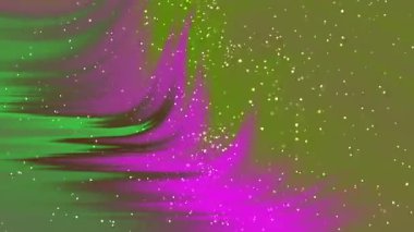 Soyut Dönen Parçacıklar, parlak pembe ve yeşil arkaplan parçacıkları olan soyut akış çizgileri, Stock telif hakkı olmayan video.