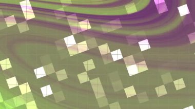 Twirl Blink Square, geometrik şekilli soyut animasyon arkaplan ve canlı yeşil ve mor çizgiler, Video Stok kraliyet ailesi.