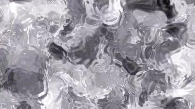 Soyut Plastik Su A, soyut parıldayan sıvı yüzey, gri ölçekli arka planda akışkan yansımalar, Video Stoku krallığı.