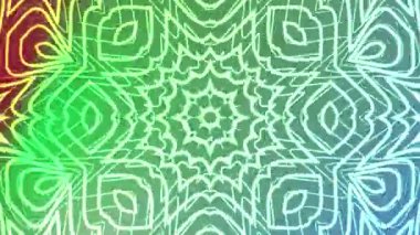 Soyut Twirls Kaleydoskop A, Soyut neon kaleydoskop desenli canlı renkler ve pürüzsüz döngü arkaplan, Stock telif hakkı olmayan video.
