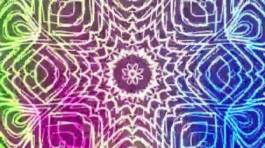 Soyut Dönen Kaleydoskop A, Renkli Çizgiler ile Büyüleyici Kaleydoskop Animasyonu ve Sanatsal Simetri Gösteren Soyut Geometrik Desenler, Video Stoku telif hakkı.