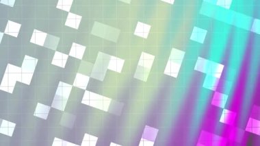 Twirls Blink Square soyutlamaları, renkli geometrik desenlerin soyut dijital animasyonu ve şebeke arkaplanı yavaş hareket ediyor, Video Stok telif hakkı.