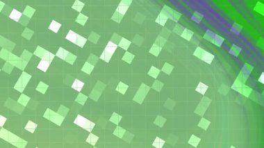 Twirl Blink Square soyut yeşil pikselli arka plan şebeke örtüsü ve dönen geometrik şekiller animasyon, Video Stoku kraliyet ailesi.