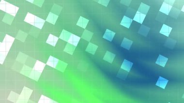 Blink Square soyutlamaları, yeşil ve mavi kare şekilli soyut animasyon arkaplanı ekranda çaprazlama hareket ediyor, telif hakkı olmayan hisse senedi.