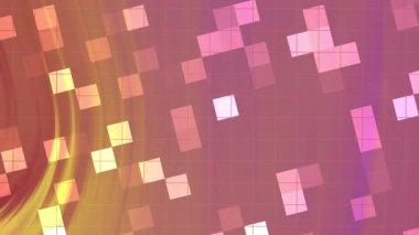 Twirl Blink Square soyut hareket grafiği, dönen pikselli kareler ve eğimli arkaplanlı dönen ışık, Stock telif hakkı olmayan video.