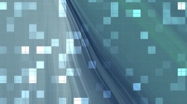 Twirl Blink Square, soyut mavi ve yeşil mozaik arkaplan akış çizgileri ve ızgara örtülü hareketli grafikler, telif hakkı serbest hisse senedi.