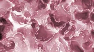 Soyut Plastik Su A, soyut animasyon arka planı akıcı, parlak, pembe ve beyaz sıvı yüzey dokusu, telif hakkı olmayan stok.