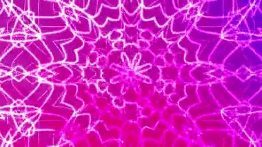 Soyut Dönen Kaleydoskop A, Büyüleyici Neon Fraktal Desenli Animasyon Pembe ve Mor Renkli Hareketler, Borsada Beleş Video.