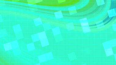 Soyut Twirl Blink Square, soyut turkuaz arkaplan akış çizgileri ve dinamik geometrik şekiller animasyon, Video Stoku kraliyet ailesi.