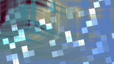 Twirl Blink Square soyut arkaplan animasyonu mavi ve deniz mavisi kareleri ve akıcı şekiller hareketi, Video Stoku kraliyet ailesi.