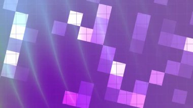 Twirls Blink Square 'in soyut dijital animasyonu, hareket eden kare şekilli ve parlayan ışık çizgileri olan mor bir ızgaranın soyut dijital animasyonu, telif hakkı olmayan hisse senedi..