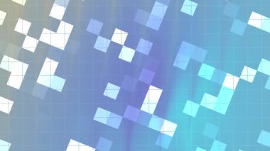 Twirls Blink Square soyut arkaplan, mavi ve gök mavisi şebeke üzerinde kayan renkli kareler ile soyut arkaplan, Stock telif hakkı olmayan video.