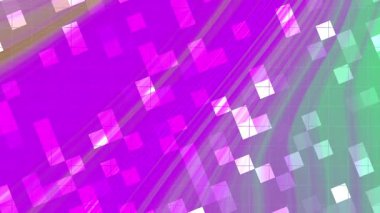 Soyut Twirl Blink Square, soyut mor ve yeşil gradyan, pikselli kareler ve ızgara desenli animasyon, Stock telif hakkı olmayan video.