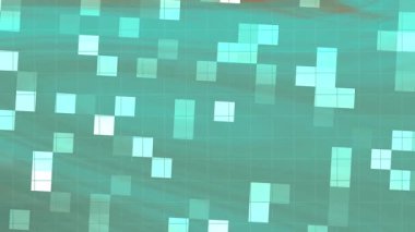 Soyut Twirl Blink Square, ızgaralı ve pikselli dinamik soyut dijital sanat, canlı deniz mavisi arkaplanı, Video Stoğu kraliyet ailesi.