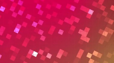 Twirls Blink Square, soyut pikselli arka plan animasyonu modern tasarımlar için canlı kırmızı ve sarı gradyan, borsa telif hakkı olmayan video.