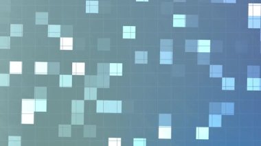 Soyut Twirls Blink Square, soyut pikselli arkaplan, gök mavisi ve mavi renkte parıldayan kareler yavaşça hareket ediyor, Stock telif hakkı olmayan video.
