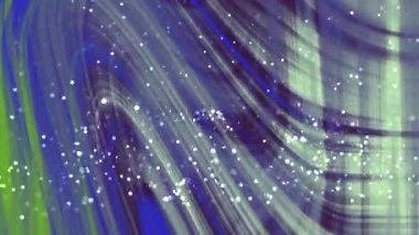 Soyut Dönen Parçacıklar, parlayan parçacıklar ve mavi ve yeşil renkli akış çizgileri olan soyut girdaplar, Video Stoku telif hakkı.