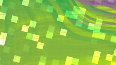 Soyut Twirl Blink Square, dinamik soyut yeşil ve sarı arkaplan akış çizgileri ve geometrik şekiller, telif hakkı olmayan hisse senedi.