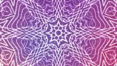 Soyut Twirls Kaleydoskop A, Soyut animasyon kaleydoskop deseni mor arkaplan üzerinde neon parlayan çizgiler, borsada ücretsiz video.