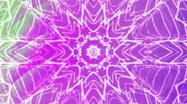 Soyut Dönen Kaleydoskop A, Soyut neon ışıklı kaleydoskop desenli canlandırma canlı mor ve yeşil renkler, Video Stoku kraliyet ailesi.