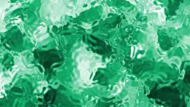 Soyut Plastik Su A, parlak ve yansıtıcı yüzeyli yeşil tonlarda soyut akışkan sıvı arkaplan, Stock telif hakkı olmayan video.