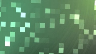 Twirls Blink Square, soyut pikselli yeşil arkaplan animasyon kareleri ve ızgara örtüsü sorunsuz hareket eden, Stock telif hakkı olmayan video.