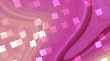 Twirl Blink Square soyutlamaları, canlı pembe ve sarı akışkan şekillerin soyut dijital animasyonu..