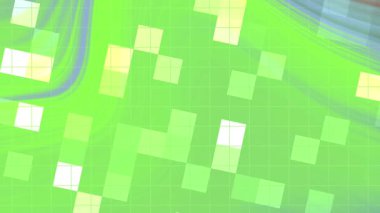 Twirl Blink Square, Taşıyıcı Geometrik Şekiller ve Izgara Kaplama Canlandırmasıyla Soyut Yeşil Arkaplan, Video Stoku telif hakkı.