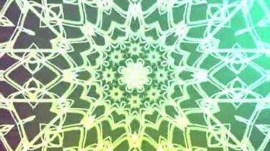 Soyut Twirls Kaleydoskop A, soyut neon hatları simetrik, renkli, canlandırılmış mandala tasarımı arka plan, telif hakkı olmayan hisse senedi.