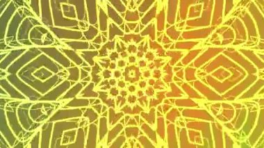 Soyut Dönen Kaleydoskop A, Sanatsal tasarımlar için sıcak renk gradyanı olan animasyon altın kaleydoskop motifi arka plan, Stock telif hakkı olmayan video.