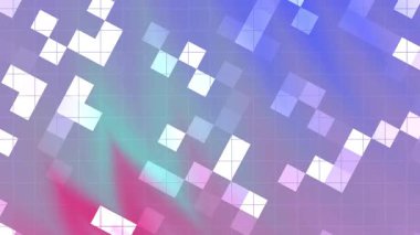 Blink Square soyutlamaları, renkli kareler ve ızgara çizgileri ekranda hareket eden soyut canlandırılmış animasyon arkaplanı, Stock telif hakkı olmayan video.
