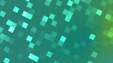 Twirls Blink Square soyut geometrik arkaplan animasyon kareleri ve yeşil ve deniz mavisi gradyanı olan Video Stok kraliyet ailesi.