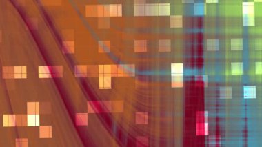 Twirl Blink Square soyutlaması, renkli ışık yansımalarının soyut dijital animasyonu ve ızgara çizgileri ile parlayan kareler, Stock telif hakkı olmayan video.