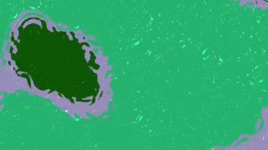 Soyut arkaplan, yeşil ve mor tonlarda dönen sıvı şekilli soyut animasyon arkaplan, Stock telif hakkı olmayan video.