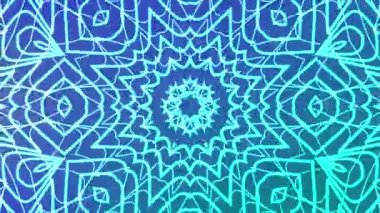 Soyut Twirls Kaleydoskop A, Dinamik Soyut Neon Mandala Animasyonu Geometrik Desenler ve Vibrant Blue ve Teal Renkleri, Video Stok Krallığı.