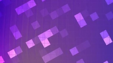 Twirls Blink Square, geometrik şekilli soyut dijital animasyon ve mor renkli ızgara arkaplan, telif hakkı olmayan hisse senedi.