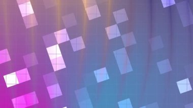 Twirls Blink Square soyutlamaları, soyut geometrik şekiller renksiz bir döngü animasyonu, Video Stock telif hakkı ile renkli bir şebeke arkaplanı boyunca hareket ederler.