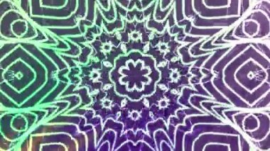 Soyut Dönen Kaleydoskop A, Soyut neon kaleydoskop yeşil ve mor renklerle hareket eden arka plan animasyonu, Video Stoku kraliyet ailesi.