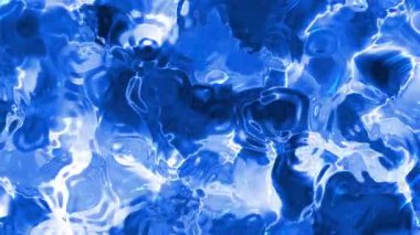 Soyut Plastik Su, yansımaları ve ışık efektleri olan soyut mavi sıvı yüzey, kusursuz döngü arka plan, Video Stoku krallığı.