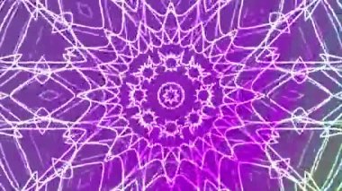 Soyut Twirls Kaleydoskop A, soyut animasyon geometrik desen mor ve pembe arkaplanlı neon çizgileri, Video Stok kraliyet ailesi.
