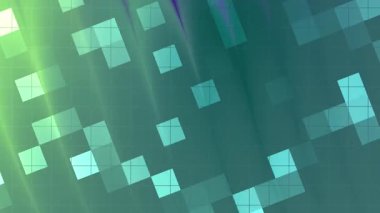 Twirls Blink Square, kareli ve ızgaralı soyut geometrik animasyon yeşil ve gök mavisi gradyan arkaplan, Video Stok kraliyet ailesi.
