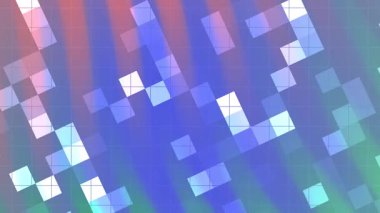 Blink Square soyutlamaları, renkli geometrik şekilli soyut animasyon arkaplanı ve köşegen hareket eden bir ızgara deseni, Video Stok telif hakkı.
